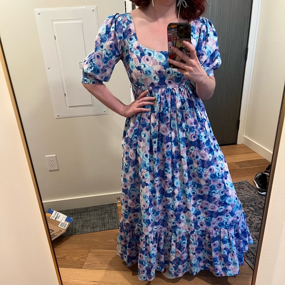 Floral Maxi Dress with Puff Sleeves
